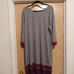 George Long Sleeve Dress with Red and Black Pattern